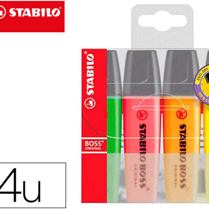Marcador Stabilo Boss Fluorescente 70 Estojo De 4 Unidades Cores Sortidas - STABILO