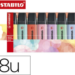Pack 8x Marcador Stabilo Boss Fluorescente 70 Pastel Cores Sortidas - STABILO