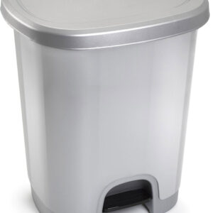 Contentor Plasticforte Plastico Com Pedal 27 Litros Cor Prata 380X320X450 Mm - PLASTICFORTE
