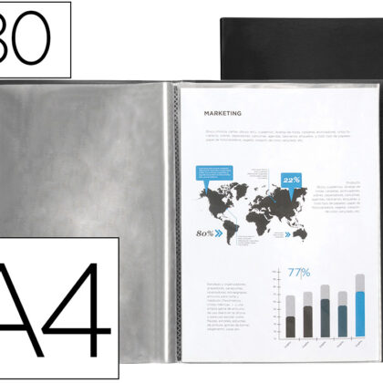 Capa Catalogo 80 Bolsas Polipropileno Din A4 Preto Opaco