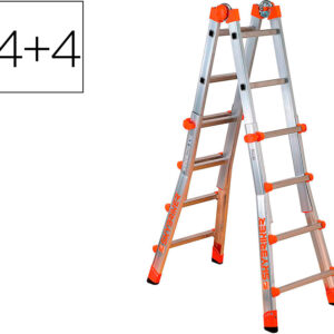 Escada Telescopica De Aco E Aluminio De 4+4 Degraus Pvc Antideslizante En131-4