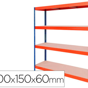 Estante Metalica Ar Stabil Xl 200X150X60 Cm 4 Prateleiras Cor Cinza Azul/Laranja - AR STORAGE