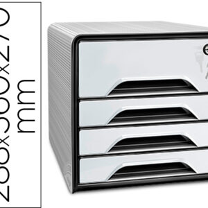 Bloco Classificador De Gavetas c/ Fechadura 4 Gavetas (Branco/Preto) - CEP