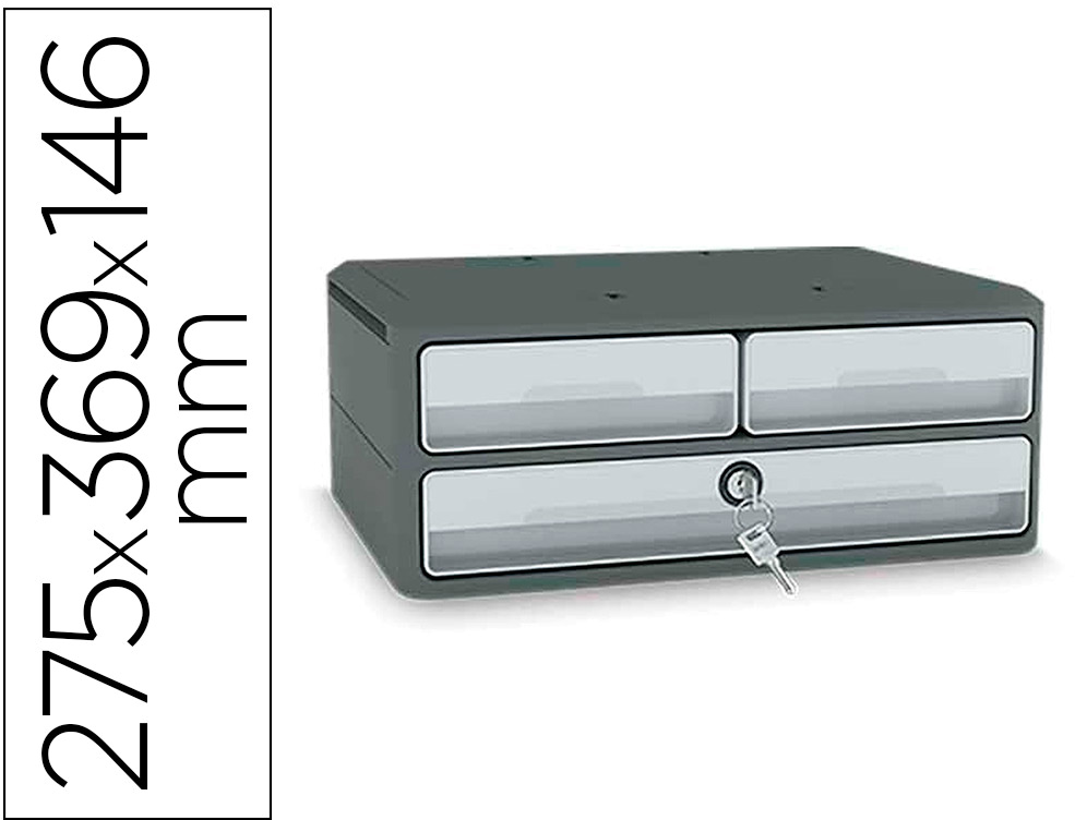 Bloco Classificador De Gavetas c/ Fechadura 3 Gavetas (Cinza)