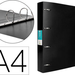Pasta De 4 Aneis Mistos 40 Mm Polipropileno Din A4 Preto Opaco