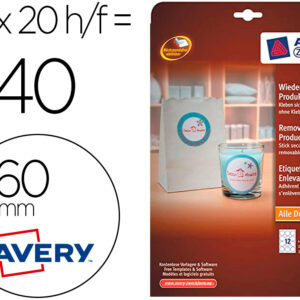 Etiqueta Adesiva Avery Branca Redonda Removivel Para Impressora Laser Injeção De Tinta E Fotocopiado