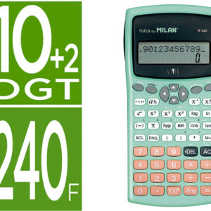 Calculadora Milan Cientifica M240 Silver 2 Linhas 240 Funcoes 10+2 Digitos Cor Verde Turquesa