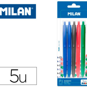 Esferografica Milan P1 Retratil 1 Mm Touch Blister De 5 Unidades Cores Sortidas - MILAN