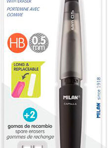 Lapiseira Milan Capsule Slim 0,5 Mm + 2 Recargas De Borracha Em Blister