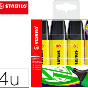 Marcador Stabilo Boss Fluorescente 70 Amarelo Estojo De 4 Unidades - STABILO