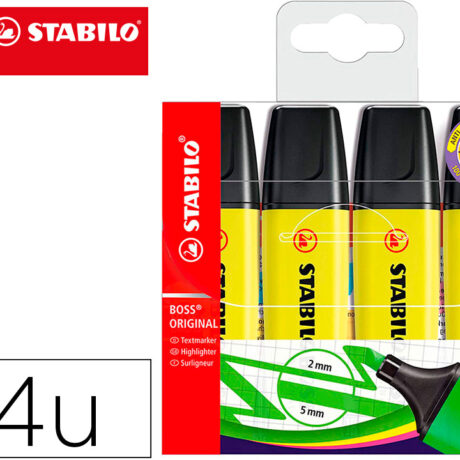 Marcador Stabilo Boss Fluorescente 70 Amarelo Estojo De 4 Unidades - STABILO