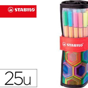 Marcador Ponta De Fibra Point 88 Art Estojo Rollerset De 25 Unidades Cores Sortidas - STABILO
