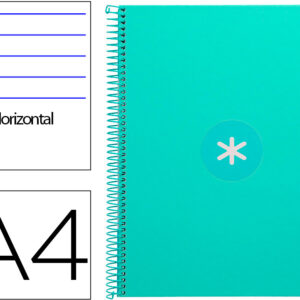 Caderno Espiral Din A4 Antartik Capa Forrada 80F 90 Gr Pautado 1 Banda 4 Furos Cor Menta - ANTARTIK