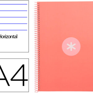Caderno Espiral Din A4 Capa Forrada 80F 90 Gr Pautado 1 Banda 4 Furos Cor Rosa Claro - ANTARTIK