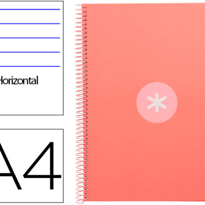Caderno Espiral Din A4 Capa Forrada 80F 90 Gr Pautado 1 Banda 4 Furos Cor Rosa Claro - ANTARTIK