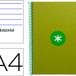 Caderno Espiral Din A4 Antartik Capa Forrada 80F 90 Gr Pautado 1 Banda 4 Furos Cor Verde - ANTARTIK