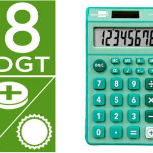 Calculadora De Bolso Xf13 8 Digitos Solar E Pilhas Cor Verde 115X65X8 Mm