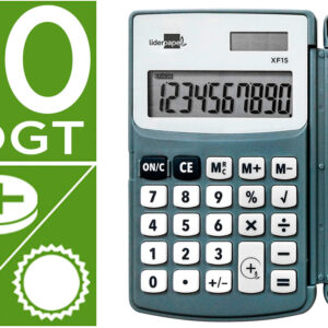 Calculadora De Bolso Xf15 10 Digitos Com Capa Solar E Pilhas Cor Cinza 123X75X12 Mm