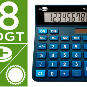Calculadora De Secretaria Xf17 8 Digitos Solar E Pilhas Cor Azul 127X105X24 Mm