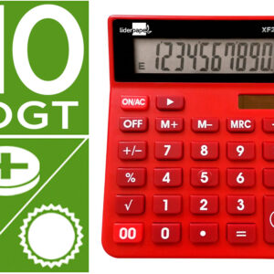 Calculadora De Secretaria Xf22 10 Digitos Solar E Pilhas Cor Vermelho 127X105X24 Mm