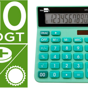 Calculadora De Secretaria Xf24 10 Digitos Solar E Pilhas Cor Verde 127X105X24 Mm