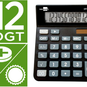 Calculadora De Secretaria Xf26 12 Digitos Solar E Pilhas 127X105X24 Mm Cor Preto