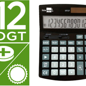 Calculadora de Secretaria XF27 12 Digitos Taxas Solar e Pilhas (155 x 115 x 25 mm)