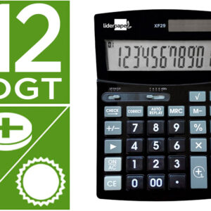 Calculadora De Secretaria Xf29 12 Digitos Solar E Pilhas Cor Preto 190X140X30 Mm