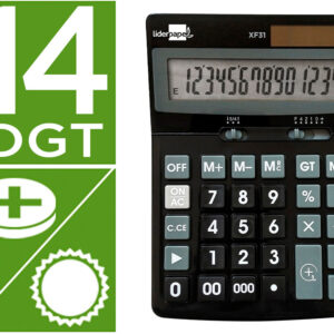 Calculadora de Secretaria Xf31 14 Digitos Solar e Pilhas (170 x 122 x 35 mm) - Preto
