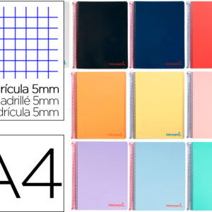Caderno Espiral Din A4 Wonder Capa Plastico 80 F 90 Gr Quadricula 5Mm Com Margem Cores Sortidas
