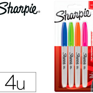 Marcador Sharpie Permanente Fino Ponta 1 Mm Blister 4 Unidades Cores Fantasia Sortidas - SHARPIE
