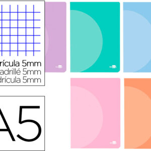 Caderno Agrafado 360 Capa De Plastico Din A5 48 F 90 Gr Quadricula 5 Mm Com Dupla Margem