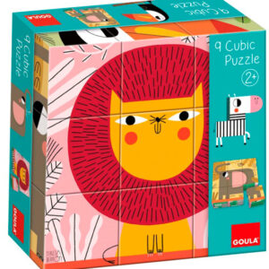 Puzzle Cubos De Cartão Animais Selva 6 Cenas Diferentes 9 Peças - GOULA