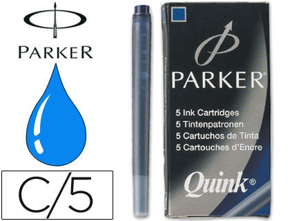 Tinta Parker Quink Azul Permanente Caixa de 5 Recargas