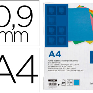 Capa De Encadernacao Cartao A4 0,9Mm Azul Fluor Pack De 50 Unidades