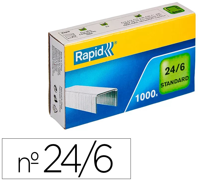 Agrafos Rapid Nº 24/6 Caixa de 1000 Unidades Galvanizados
