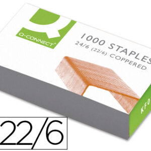 Agrafos Q-Connect Nº 22/6 Caixa de 1000 Unidades Acobreados