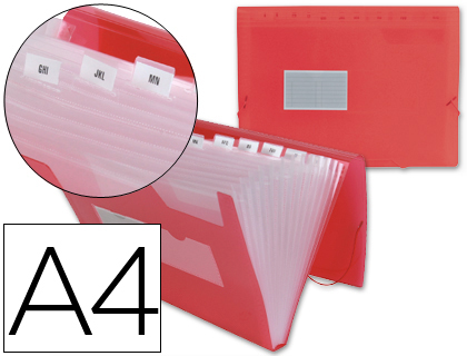 Pasta Classificadora c/ Fole Din A4, Transp. 13 Departamentos Vermelho