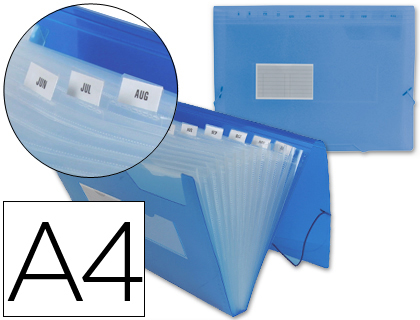 Pasta Classificadora c/ Fole Din A4, Transp. 13 Departamentos Azul