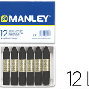 L?pis de Cera Manley 12 Unidades Preto