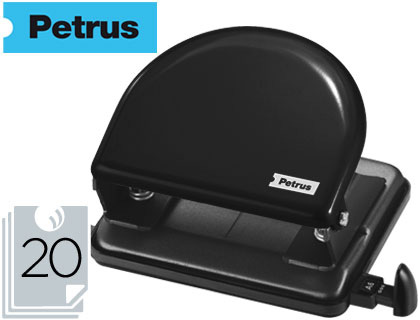 Furador Metalico Petrus 52, Capacidadee 20 Folhas Preto