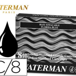 Tinta Estilografica Waterman Preta-Caixa 8 Recargas
