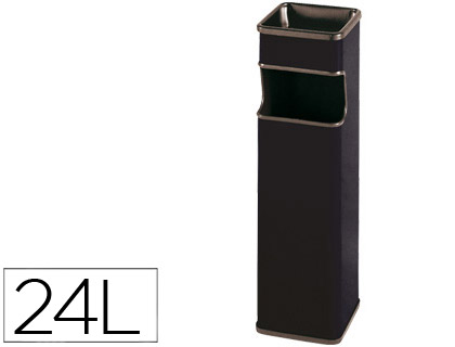 Cinzeiro Sie Papeleira Quadrado Preto Medidas 65x18x18 cm Capacidade p/ 24 Litros