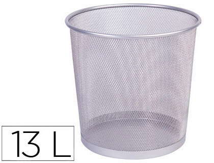 Cesto Q-Connect de Papeis de Rede Metalico Prata Capacidade 13 Litros 265x285 mm