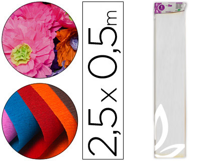 Papel Crepe em Celofane 50 cm X 2,5 M. Branco Classico