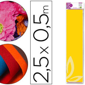 Papel Crepe em Celofane 50 cm X 2,5 M. Amarelo Classico