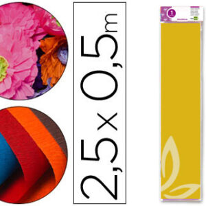 Papel Crepe em Celofane 50 cm X 2,5 M. Amarelo Dour. Classico