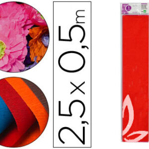 Papel Crepe em Celofane 50 cm X 2,5 M. Vermelho Classico