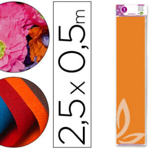 Papel Crepe em Celofane 50 cm X 2,5 M. Laranja Claro Classico