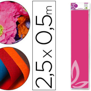 Papel Crepe em Celofane 50 cm X 2,5 M. Rosa Forte Classico